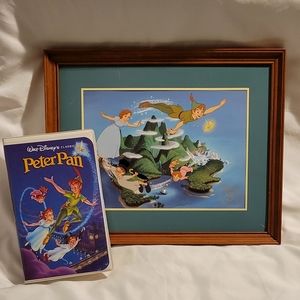 Vintage Disney's Original Peter Pan on VHS and Lithograph Picture
